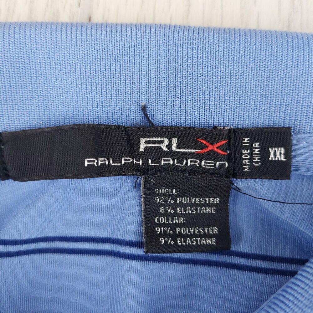 RLX Ralph Lauren Polo Shirt Mens‎ 2XL Blue Striped Golf Performance Preppy - Picture 4 of 6